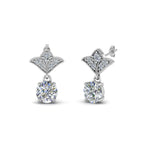 Load image into Gallery viewer, 0.50 To 2 Carat Lab Diamond Art Deco Inspired Round Drop Earring For Women 14K Gold
