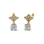 Load image into Gallery viewer, 0.50 To 2 Carat Lab Diamond Art Deco Inspired Round Drop Earring For Women 14K Gold
