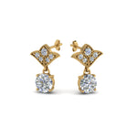 Load image into Gallery viewer, 0.50 To 2 Carat Lab Diamond Art Deco Inspired Round Drop Earring For Women 14K Gold
