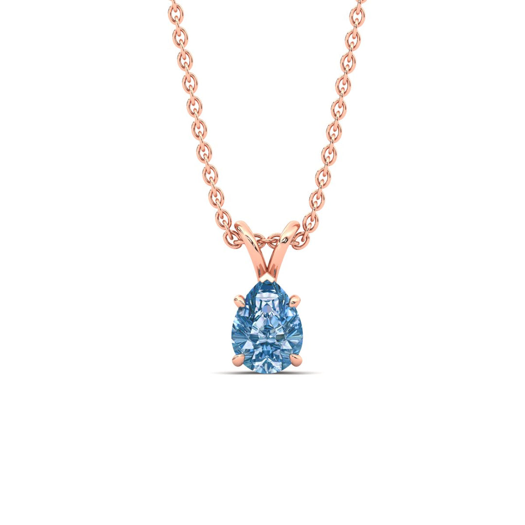 Color Lab Fancy Pear Shaped Diamond Solitaire Pendant