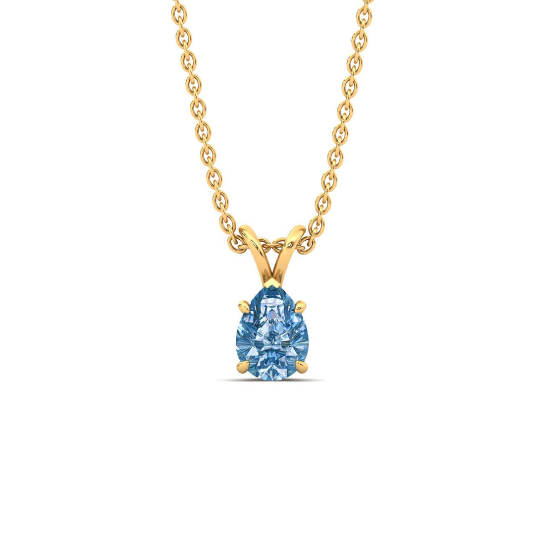 Color Lab Fancy Pear Shaped Diamond Solitaire Pendant