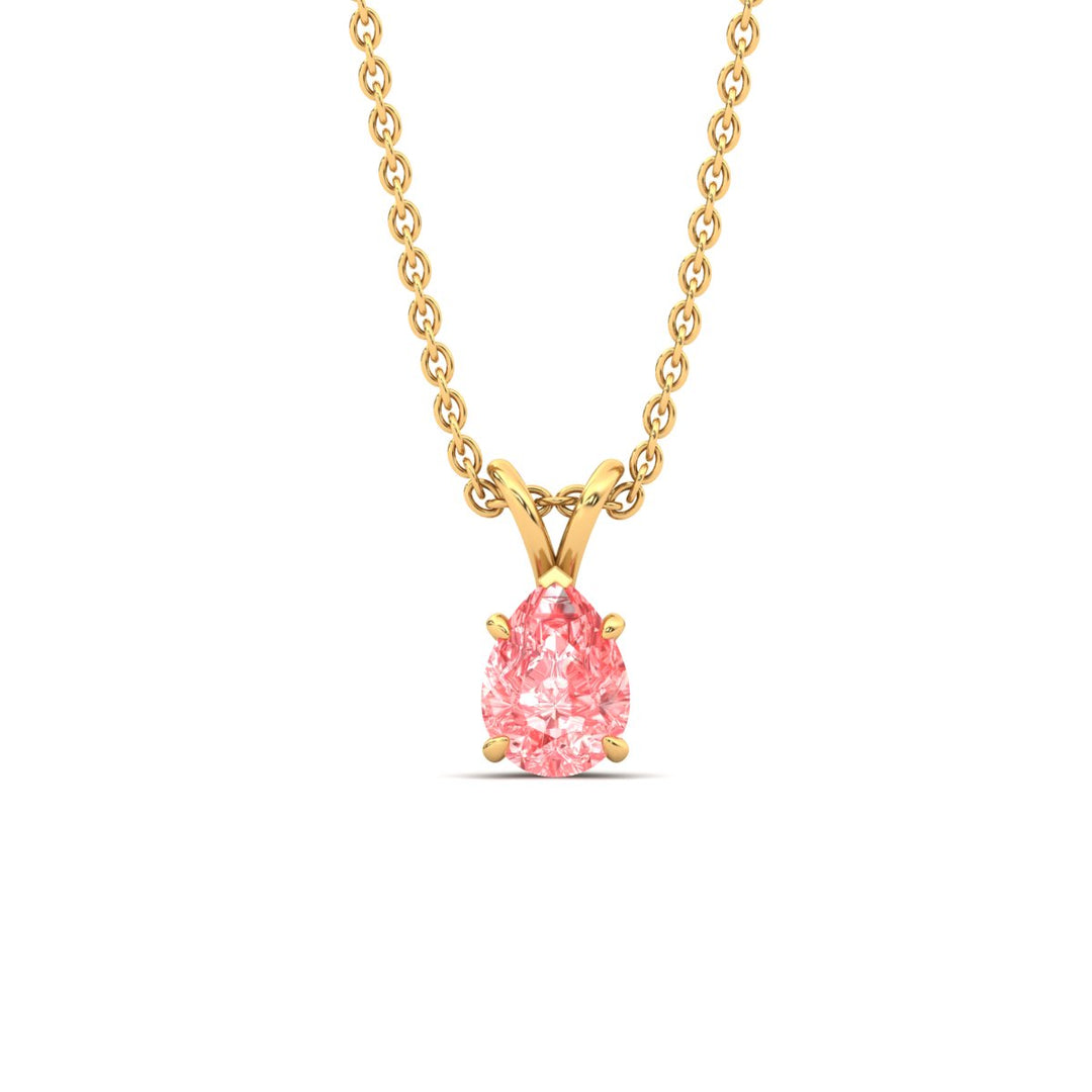 Color Lab Fancy Pear Shaped Diamond Solitaire Pendant