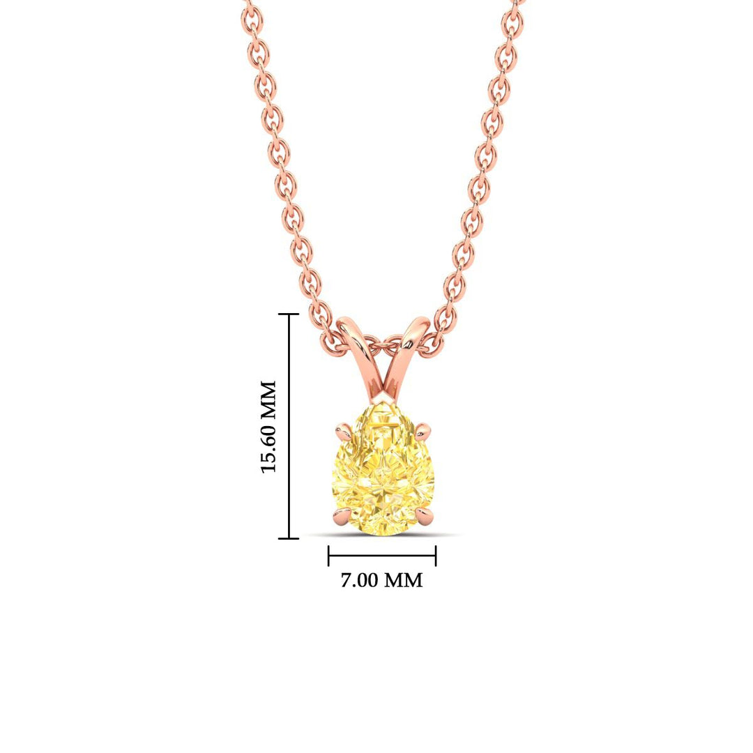 Color Lab Fancy Pear Shaped Diamond Solitaire Pendant
