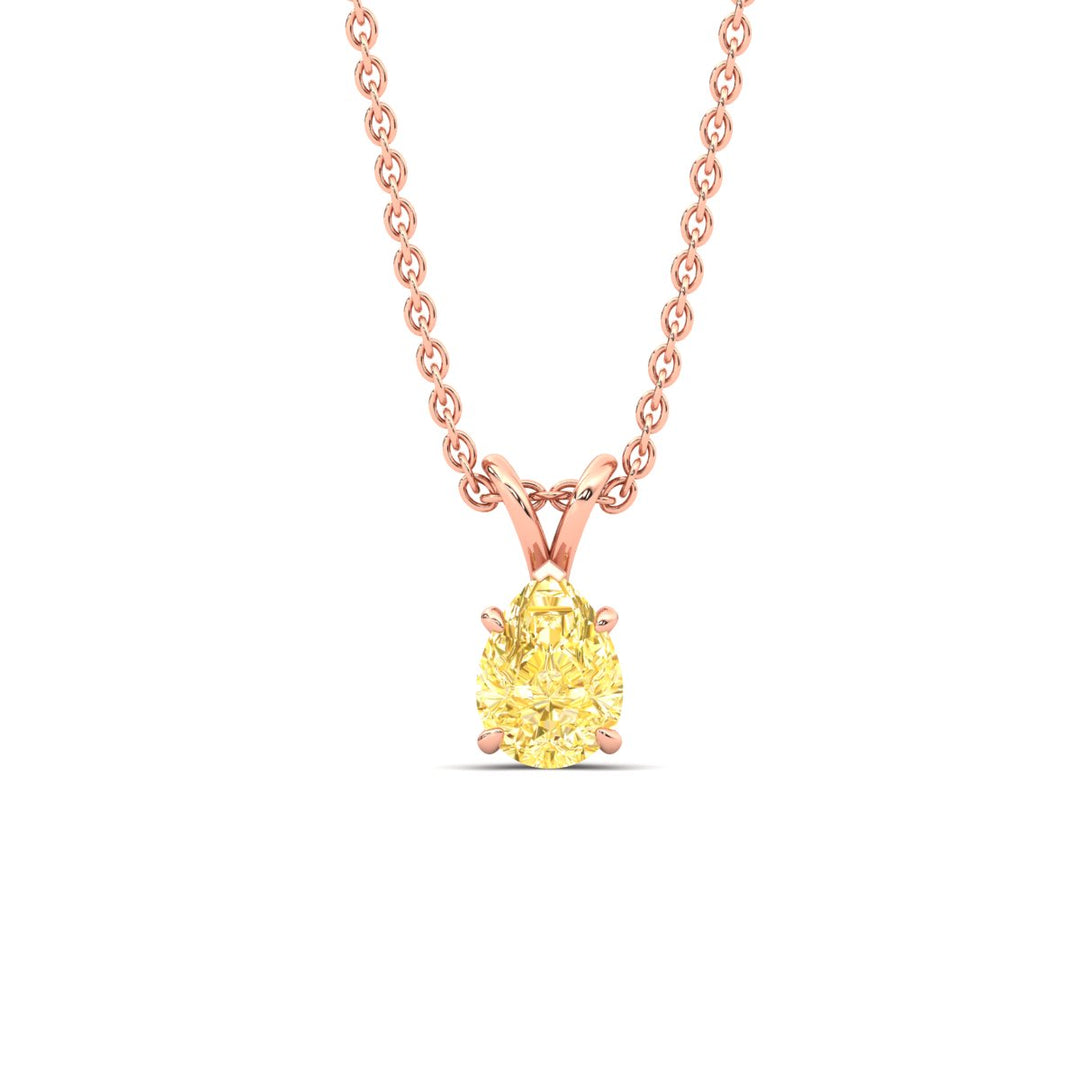 Color Lab Fancy Pear Shaped Diamond Solitaire Pendant