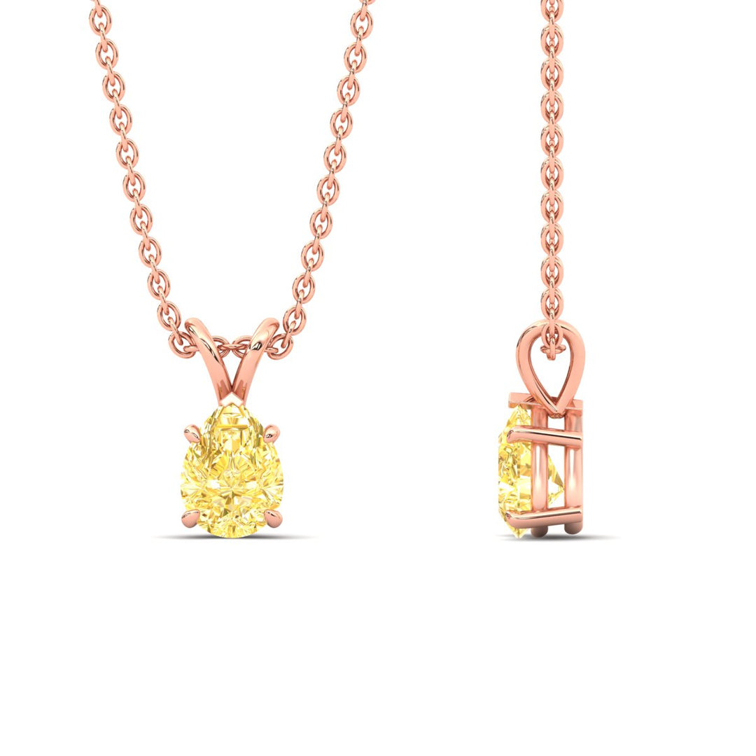 Color Lab Fancy Pear Shaped Diamond Solitaire Pendant