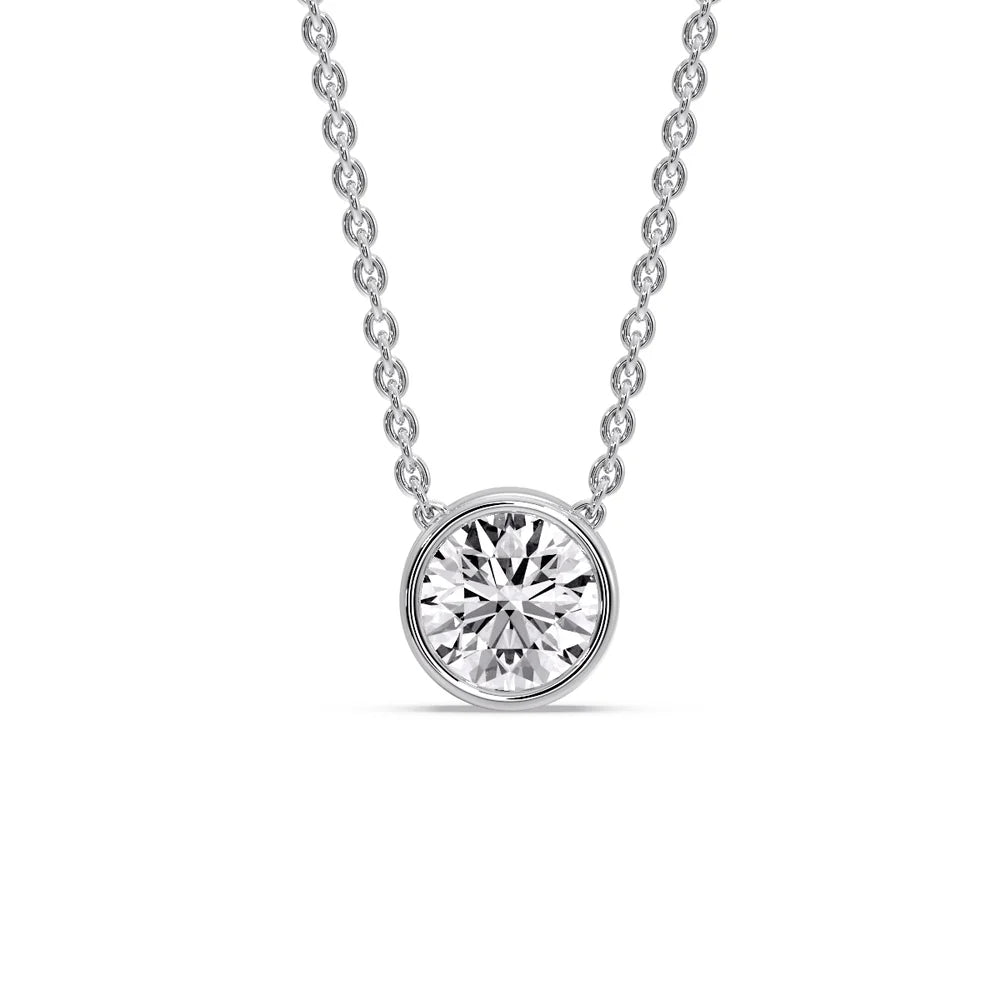 Fancy Lab Diamond Colored Round Bezel Solitaire Pendant