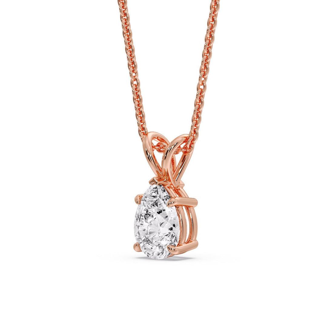 Color Lab Fancy Pear Shaped Diamond Solitaire Pendant