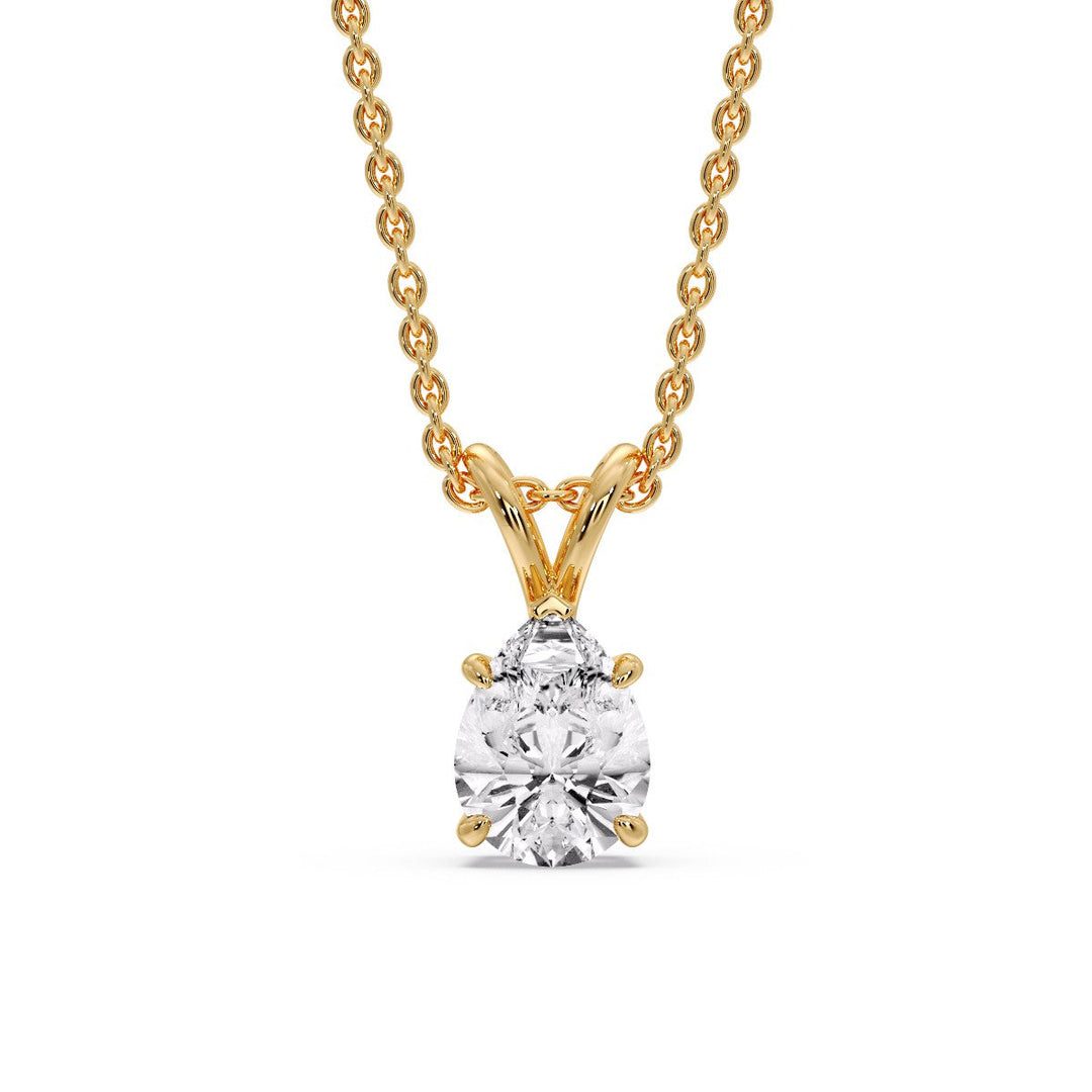 Color Lab Fancy Pear Shaped Diamond Solitaire Pendant
