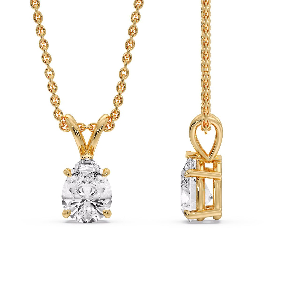 Color Lab Fancy Pear Shaped Diamond Solitaire Pendant
