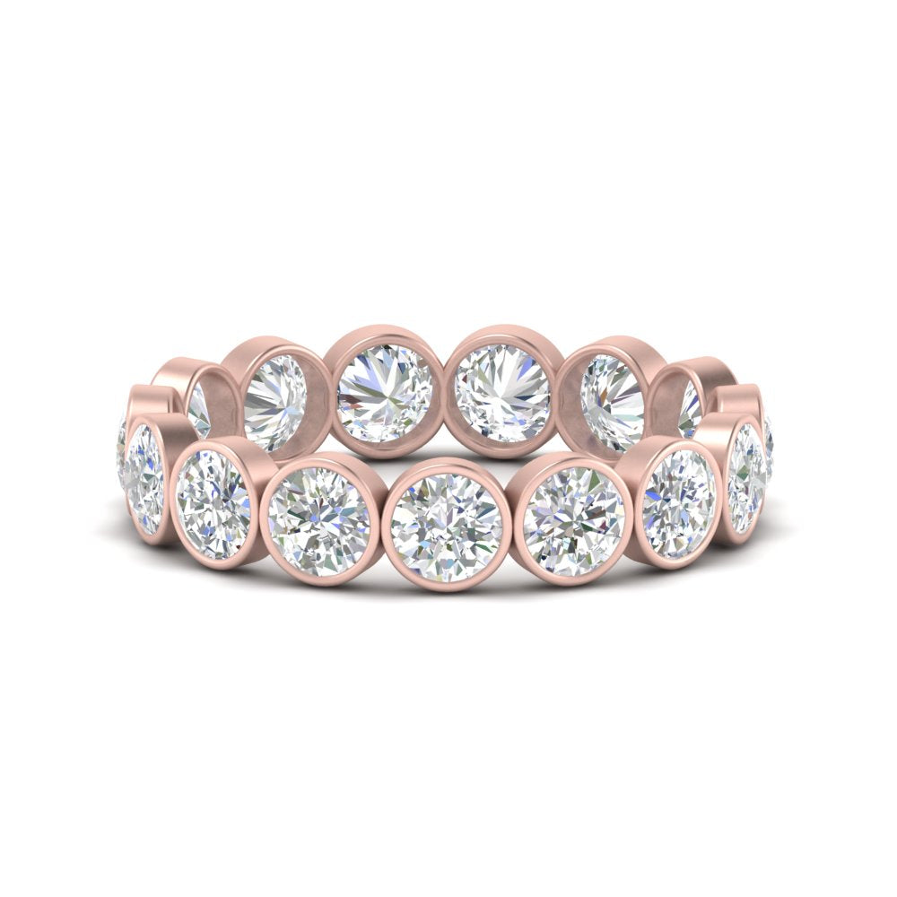 Bezel Lab Diamond Rount Cut Eternity Women Ring In 14K White Gold | Cuts & Carat