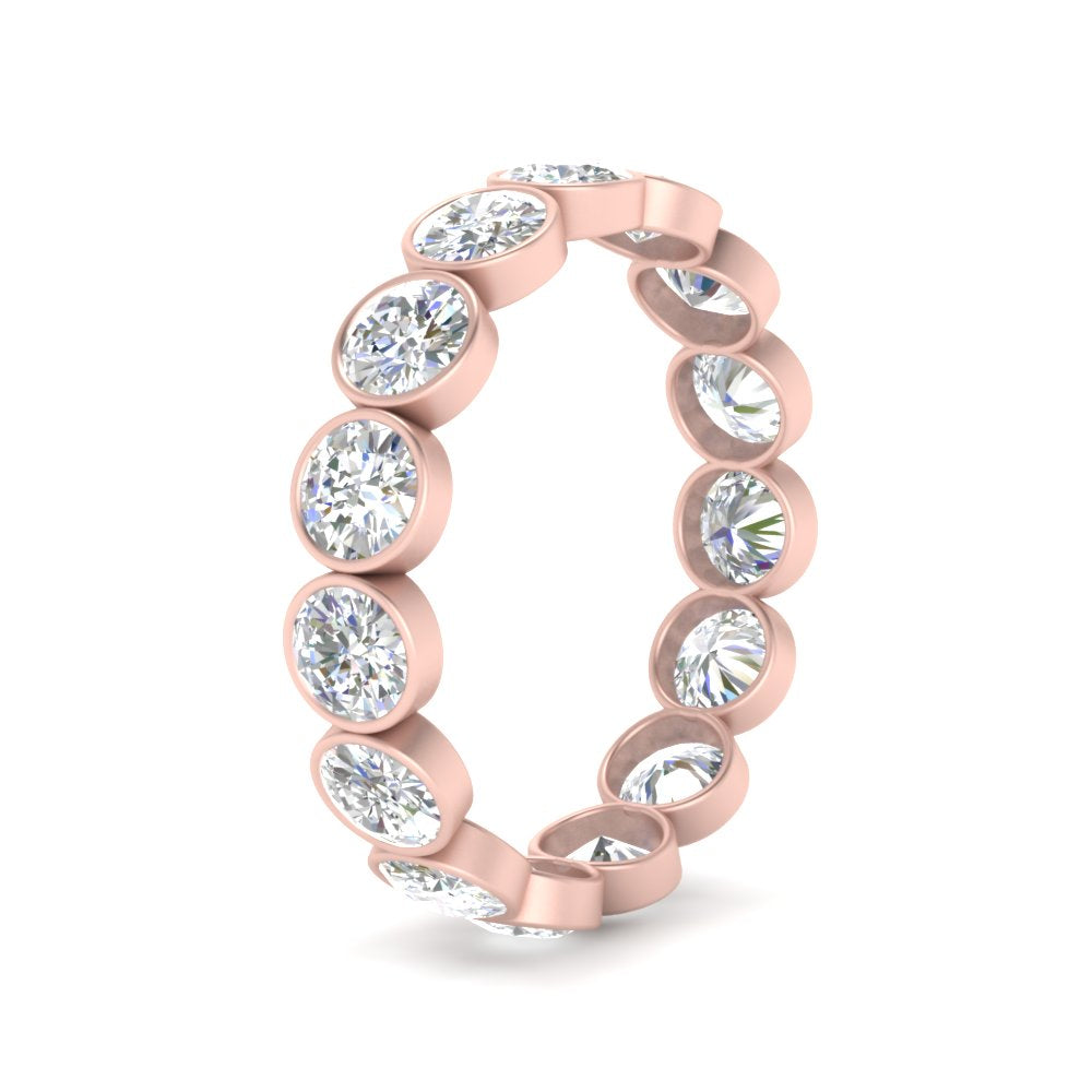 Bezel Lab Diamond Rount Cut Eternity Women Ring In 14K White Gold | Cuts & Carat