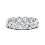 Load image into Gallery viewer, Bezel Lab Diamond Rount Cut Eternity Women Ring In 14K White Gold | Cuts &amp; Carat
