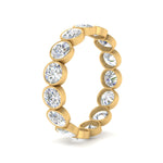 Load image into Gallery viewer, Bezel Lab Diamond Rount Cut Eternity Women Ring In 14K Yellow Gold | Cuts &amp; Carat

