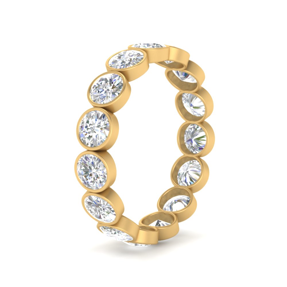 Bezel Lab Diamond Rount Cut Eternity Women Ring In 14K Yellow Gold | Cuts & Carat