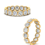 Load image into Gallery viewer, Bezel Lab Diamond Rount Cut Eternity Women Ring In 14K Yellow Gold | Cuts &amp; Carat
