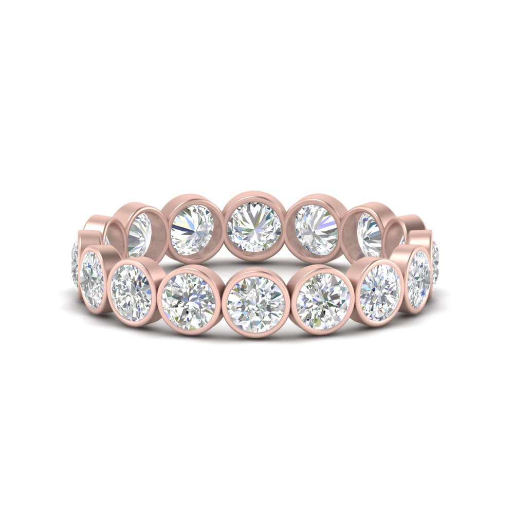 Bezel Lab Diamond Rount Cut Eternity Women Ring In 14K Rose Gold | Cuts & Carat