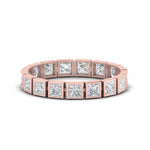 Load image into Gallery viewer, Bezel Princess Cut Lab Diamond Eternity Women Band In 14K Rose Gold | Cuts &amp; Carat
