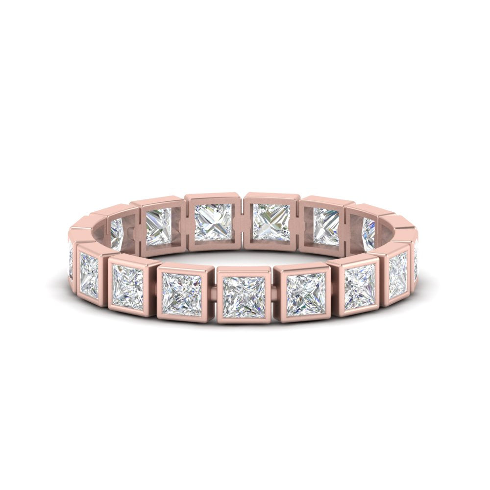 Bezel Princess Cut Lab Diamond Eternity Women Band In 14K Rose Gold | Cuts & Carat