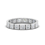 Load image into Gallery viewer, Bezel Princess Cut Lab Diamond Eternity Women Band In 14K White Gold | Cuts &amp; Carat
