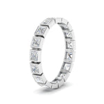 Load image into Gallery viewer, Bezel Princess Cut Lab Diamond Eternity Women Band In 14K White Gold | Cuts &amp; Carat
