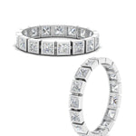 Load image into Gallery viewer, Bezel Princess Cut Lab Diamond Eternity Women Band In 14K White Gold | Cuts &amp; Carat
