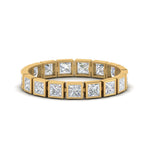 Load image into Gallery viewer, Bezel Princess Cut Lab Diamond Eternity Women Band In 14K Yellow Gold | Cuts &amp; Carat
