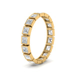 Load image into Gallery viewer, Bezel Princess Cut Lab Diamond Eternity Women Band In 14K Yellow Gold | Cuts &amp; Carat

