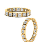 Load image into Gallery viewer, Bezel Princess Cut Lab Diamond Eternity Women Band In 14K Yellow Gold | Cuts &amp; Carat
