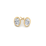 Load image into Gallery viewer, 0.50 To 5 Carat Lab Diamond Oval Stud Bezel Set Earring For Women 14K Gold
