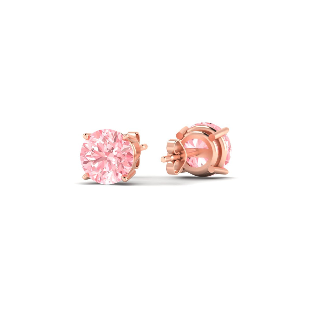 Fancy Lab Colored Diamond Round Cut Stud Earring
