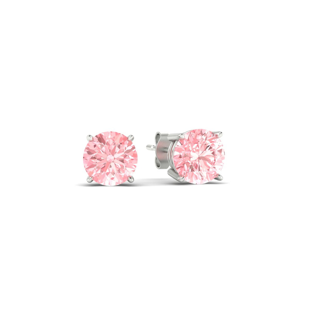 Fancy Lab Colored Diamond Round Cut Stud Earring