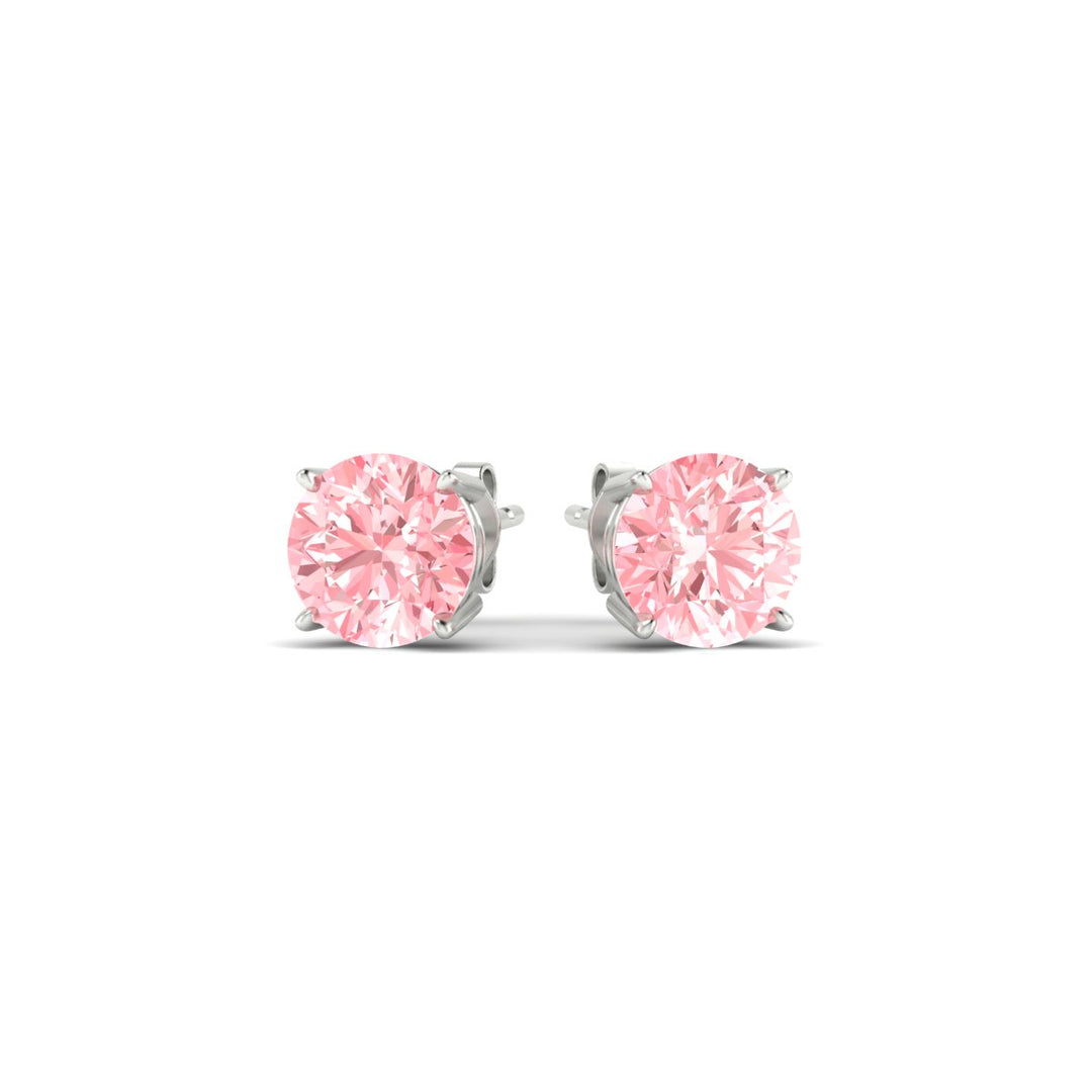 Fancy Lab Colored Diamond Round Cut Stud Earring