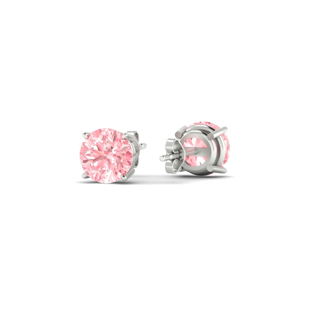Fancy Lab Colored Diamond Round Cut Stud Earring