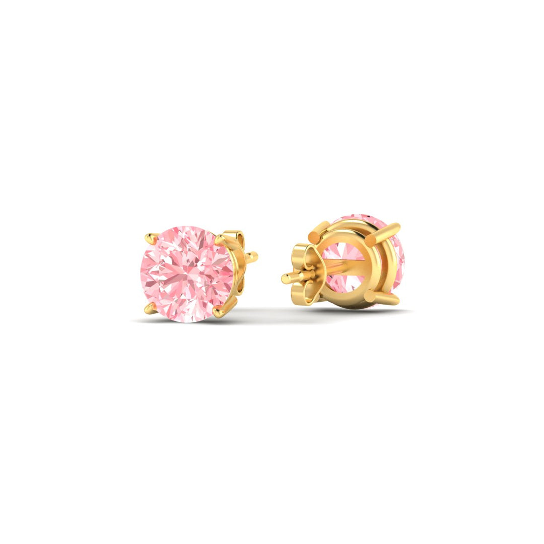 Fancy Lab Colored Diamond Round Cut Stud Earring