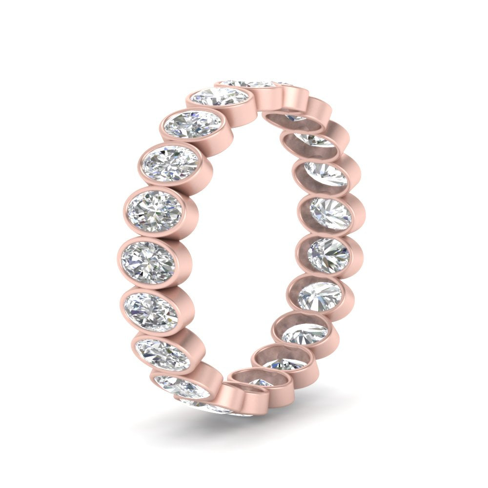 Bezel Lab Diamond Oval Cut Eternity Women Ring In 14K Rose Gold | Cuts & Carat