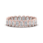 Load image into Gallery viewer, Bezel Lab Diamond Oval Cut Eternity Women Ring In 14K Rose Gold | Cuts &amp; Carat
