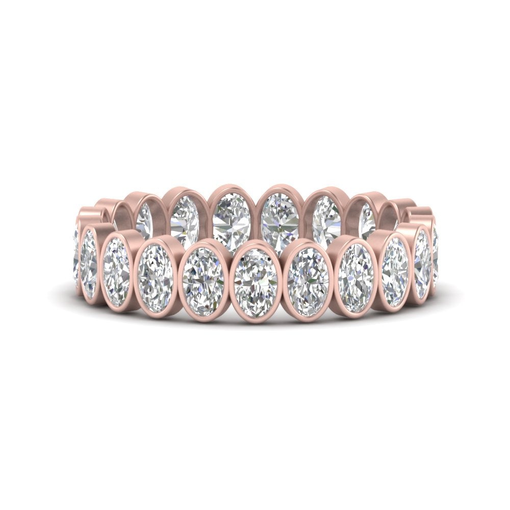 Bezel Lab Diamond Oval Cut Eternity Women Ring In 14K Rose Gold | Cuts & Carat