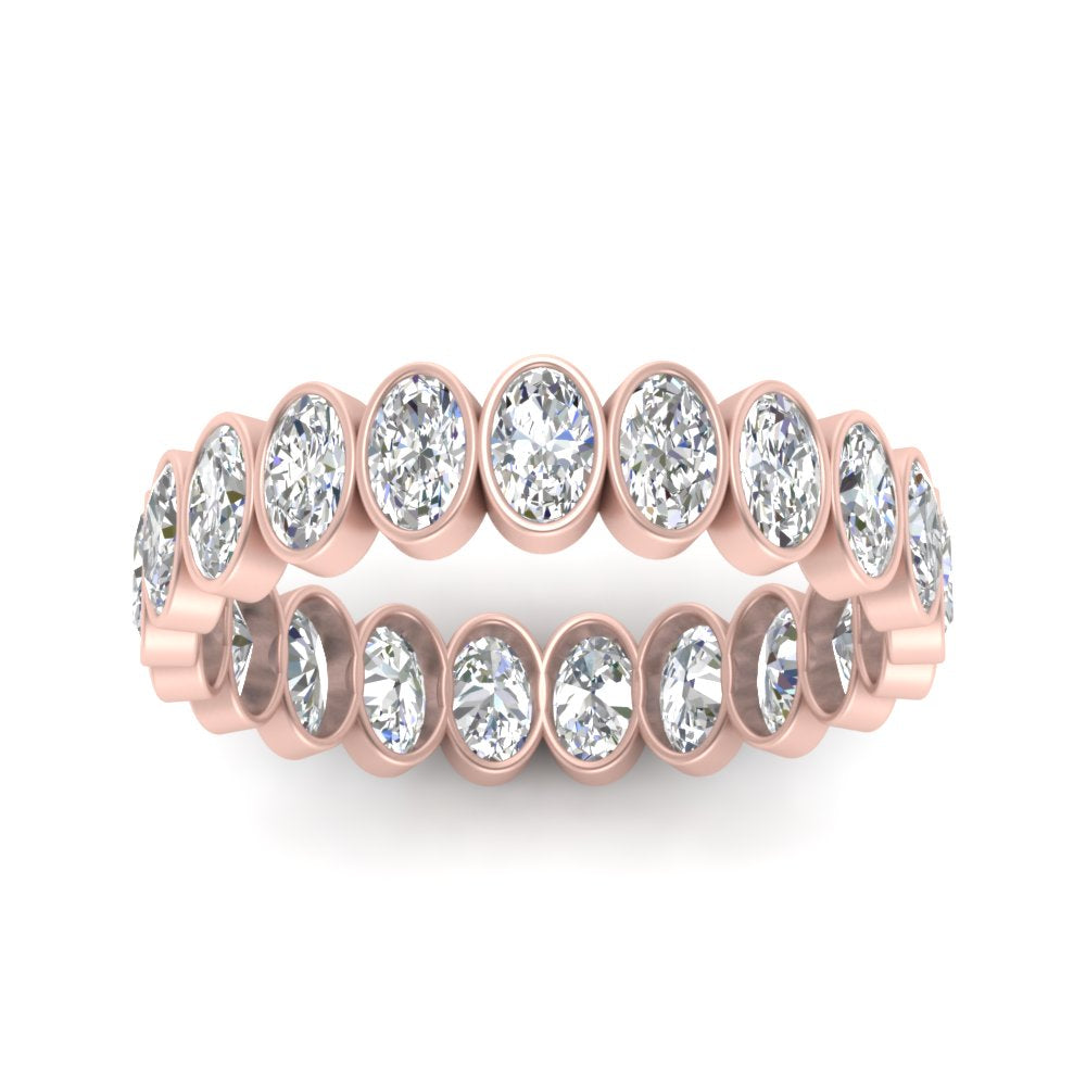 Bezel Lab Diamond Oval Cut Eternity Women Ring In 14K Rose Gold | Cuts & Carat
