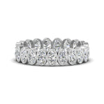 Load image into Gallery viewer, Bezel Lab Diamond Oval Cut Eternity Women Ring In 14K White Gold | Cuts &amp; Carat
