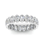 Load image into Gallery viewer, Bezel Lab Diamond Oval Cut Eternity Women Ring In 14K White Gold | Cuts &amp; Carat
