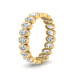 Load image into Gallery viewer, Bezel Lab Diamond Oval Cut Eternity Women Ring In 14K Yellow Gold | Cuts &amp; Carat
