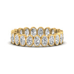 Load image into Gallery viewer, Bezel Lab Diamond Oval Cut Eternity Women Ring In 14K Yellow Gold | Cuts &amp; Carat
