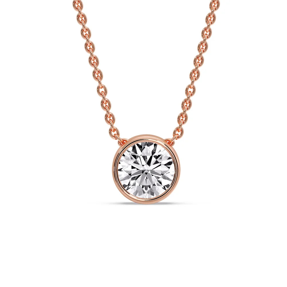 Fancy Lab Diamond Colored Round Bezel Solitaire Pendant