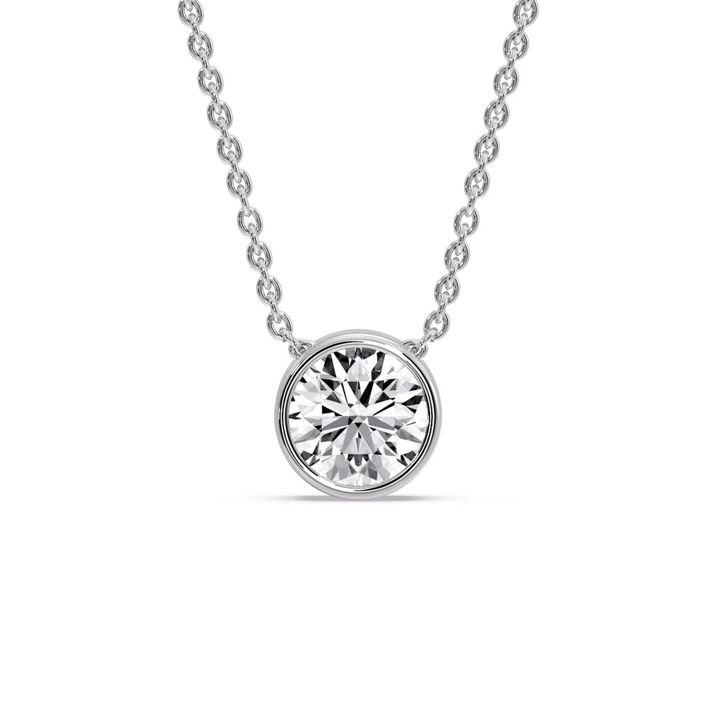 Fancy Lab Diamond Colored Round Bezel Solitaire Pendant