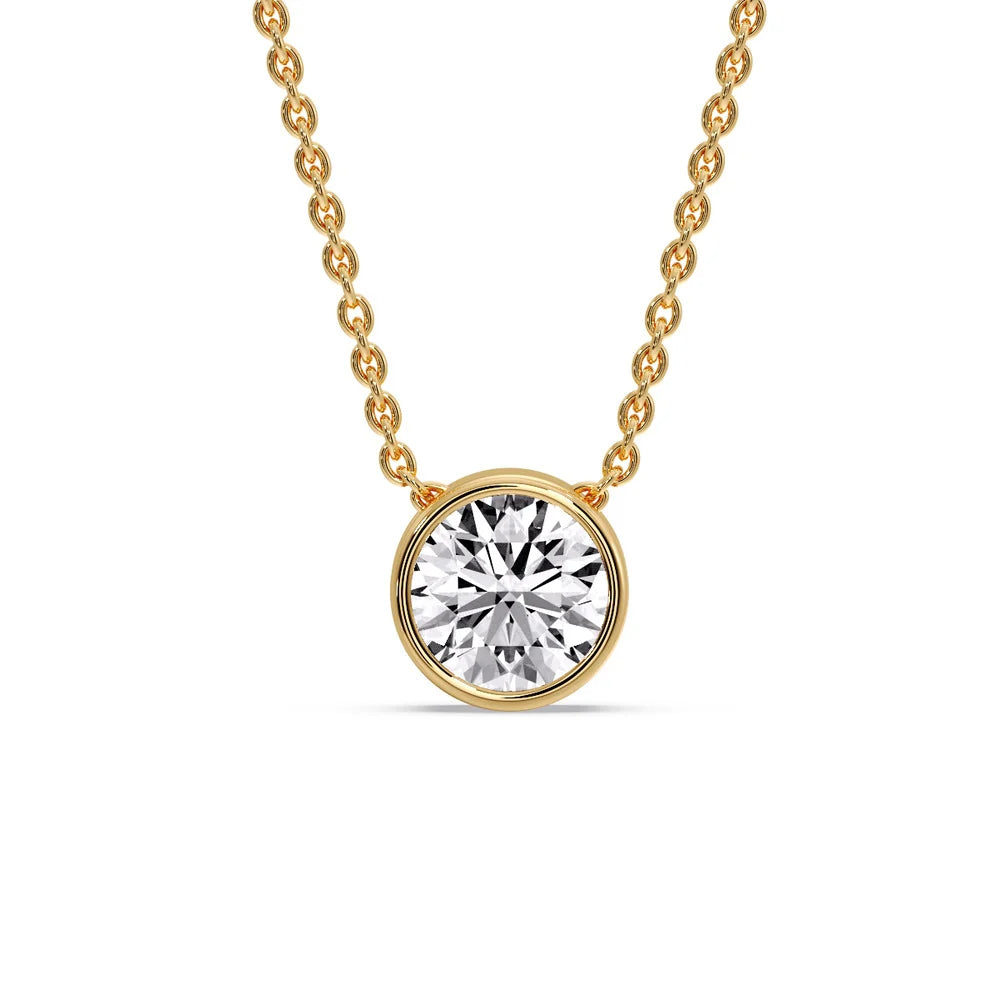 Fancy Lab Diamond Colored Round Bezel Solitaire Pendant