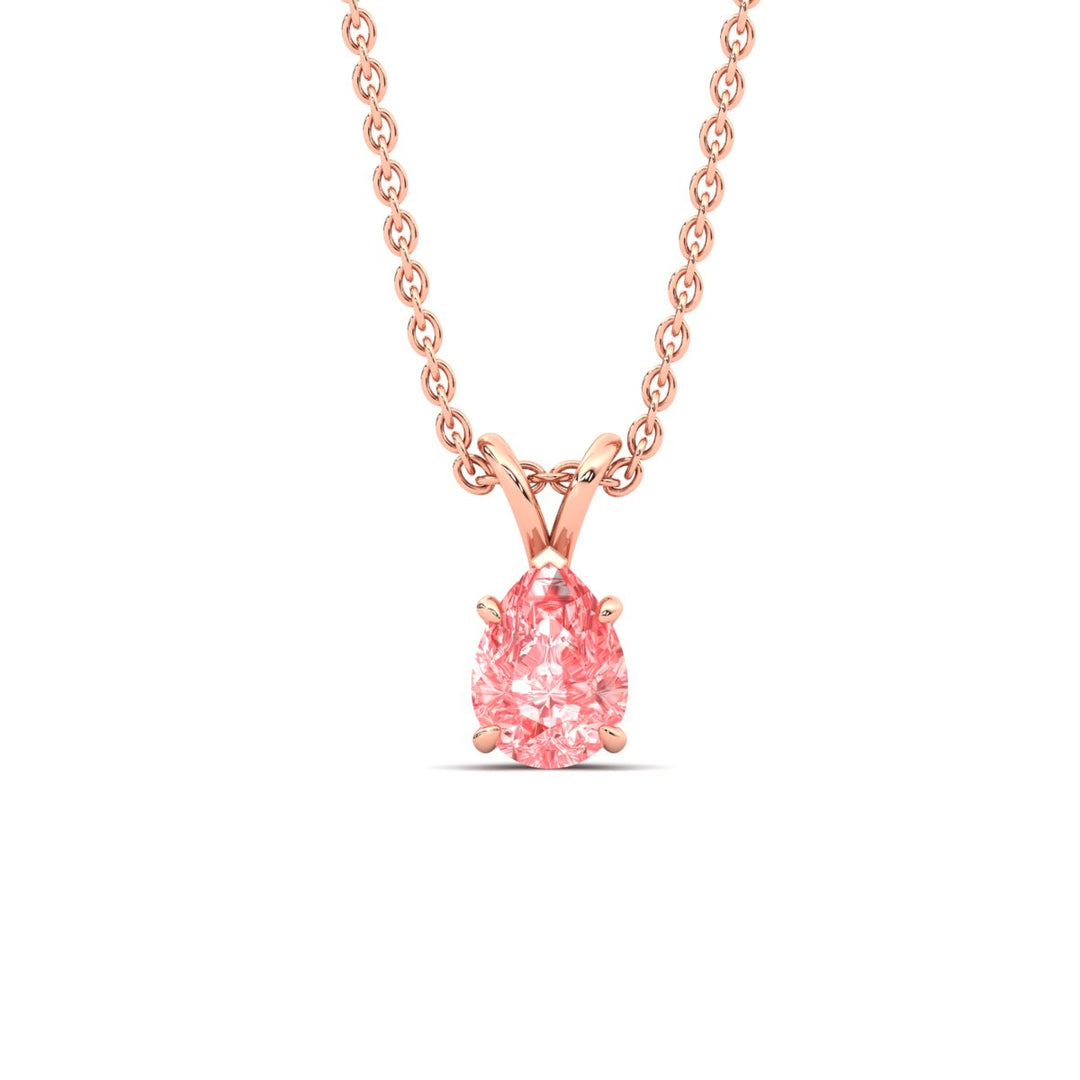 Color Lab Fancy Pear Shaped Diamond Solitaire Pendant