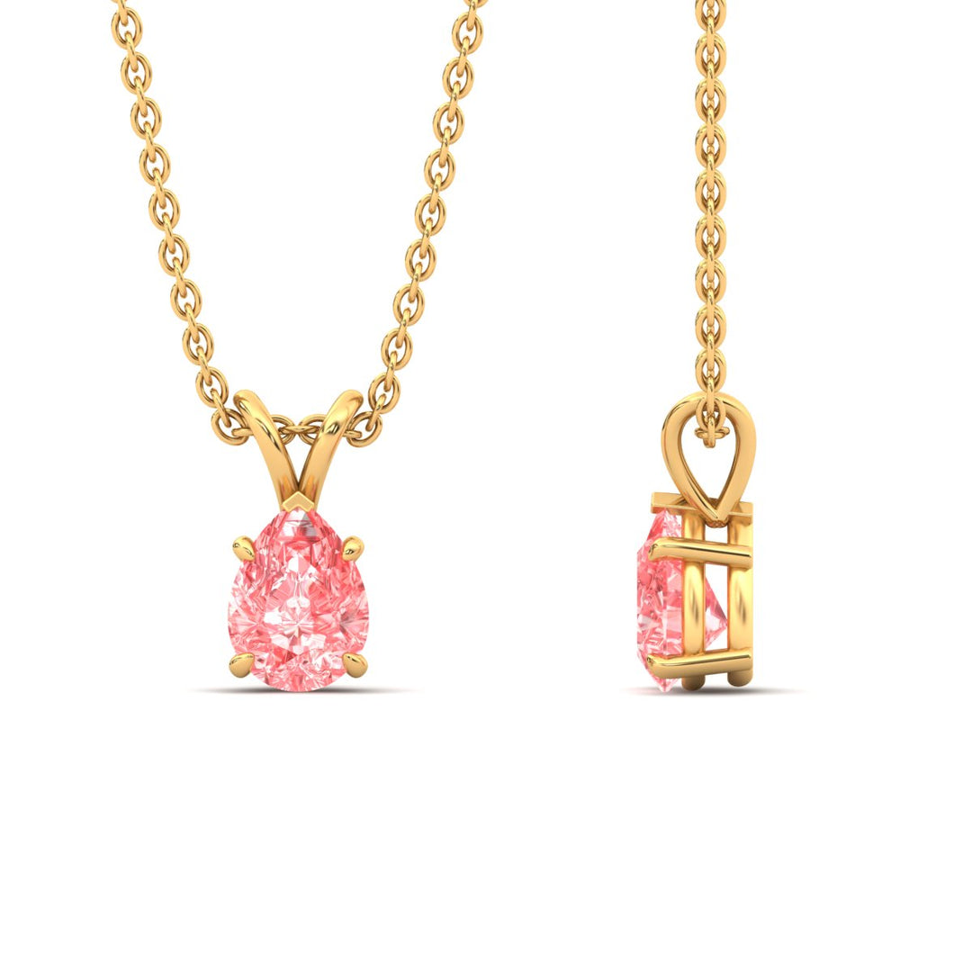Color Lab Fancy Pear Shaped Diamond Solitaire Pendant