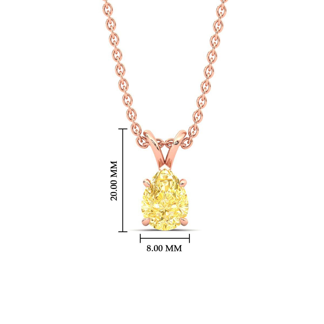 Color Lab Fancy Pear Shaped Diamond Solitaire Pendant