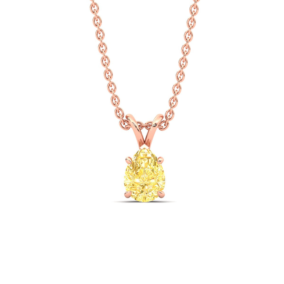 Color Lab Fancy Pear Shaped Diamond Solitaire Pendant