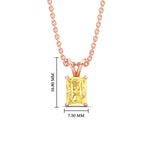 Load image into Gallery viewer, 3-ct-radiant-cut-fancy-lab-grown-vived-yellow-solitaire-necklace-in-rose-gold-fdpd8469ragvyellowangle1-3.00ct-nl-rg-hw.jpg
